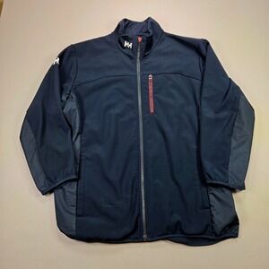 Helly Hansen Softshell Jacket Full Zip Fleece Lined Navy Blue Mens 2XL